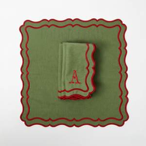 Ensemble de sets de table et de serviettes en coton et lin brodés sur mesure pour les acheteurs de matériel de réception de mariages et d'événements - Product Image 1