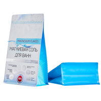 Sac d'emballage à fond plat avec fermeture éclair, 2 kg, 70,55 oz, 4,41 lb, 140 microns, bleu/rouge/blanc/noir, PET/VMPET/NY/PE, vernis mat, pour sel de bain
