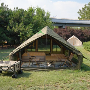 軽量12オックスフォード防水キャンプテント 3m×4m デュアルスカイライト 通気性 A/Bドア構造 クイックセットアップ 二部屋 - Product Image 2