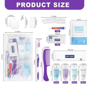 Kit d'articles de toilette jetables bon marché pour hôtel, ensemble d'hygiène personnalisé pour chambre d'hôtes avec pochette en plastique souple CPE - Product Image 2