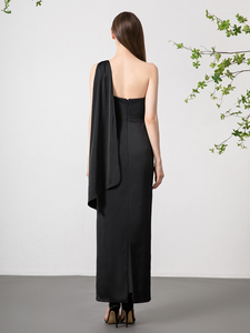<span class=keywords><strong>Mily</strong></span> Bridal ED023 Robe décontractée de haute qualité pour dames avec logo personnalisé Vêtements d'été élégants en mousseline de soie à une épaule pour femmes - Product Image 3