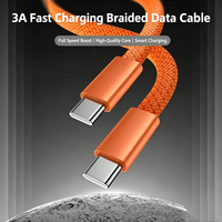 Cable plano trenzado USB-C a USB-C con carga rápida PD de 60W, cable tipo C de alta velocidad para teléfonos inteligentes Android