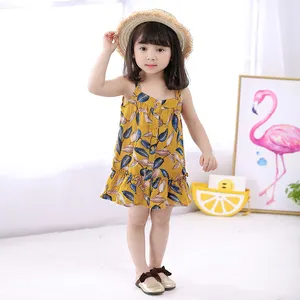 Modeschlager Sonnenblumen-Druck-Spaghettiträger Sommer niedliche Kinderkleidung Schlinge individuelle modische Mädchen-Druckkleid