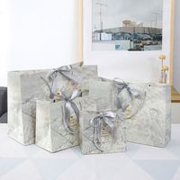 Ins Style Recycled Materials Paperboard Gift Bag Marble Pattern Packaging for Pizza Sushi Candy Clothing Store Milk