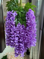 O-X0199 Vente en gros de grandes fleurs de glycine suspendues en soie, décorations de fleurs artificielles pour la maison, fleurs de glycine blanches artificielles pour mariage
