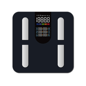 Único <span class=keywords><strong>Digital</strong></span> Balanças Banheiro 4 Eletrodo para Bluetooth BMI Indicador de Gordura Corporal 227kg Customizável Vidro Saúde Pesando OEM ODM - Product Image 1