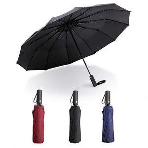 Open Auto Close Plastic Rubber Grip Automatic Business Classic Style 3 Folding <b>Umbrella</b> - Product Image 3