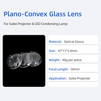 Lentille en verre plano-convexe, longueur focale 50 mm, revêtement AR vert, verre optique pour projecteur Gobo, lampe de condensation LED, personnalisation disponible