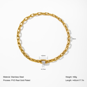 YF5136 Nouveau Design Parure de Bijoux en Acier Inoxydable Étanche Plaqué Or 18 Carats, Bracelet et Collier Épais à Fermoir Ressort - Product Image 3