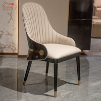Ensemble de 6 chaises de salle à manger en cuir véritable de luxe italien moderne avec base dorée, design écologique, pour appartement, villa, hôtel