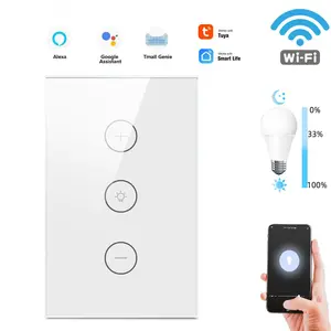 Interruptor de atenuación inteligente Tuya smart life, estándar europeo, WiFi, táctil, regulable, funciona con Google Home y Alexa, color negro