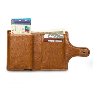 Antitheft Aluminum Box RFID Blocking Aluminum Credit Card Wallet ID Card Holder PU Leather Pop Up Card Case Money Bag Now Supply