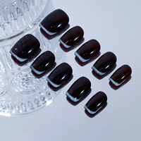 Ongles artificiels courts carrés français personnalisés faits à la main, 10 pièces, faux ongles en acrylique à marque privée, ongles artificiels à presser