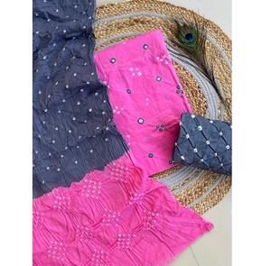 Top Bandhani de mano Shatin de algodón puro de calidad premium con conjunto de traje fino Mul Bandhani Dupatta y diseñador Bandhani Salwar - Product Image 3