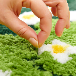 Cute Green Floral <strong>Bath</strong> <strong>Mat</strong> Non Slip Washable Modern Chic Boho Aesthetic Trendy <strong>Funky</strong> Microfiber Shaggy Tufted Grass Rugs - Product Image 2