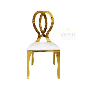 Luxury Gold Metal Thin Back Large Event Wedding Chair With Multi-color Custom Cushions