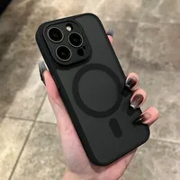 Coque de téléphone magnétique mate pour iPhone 17 16 13 15 11 Pro Max 12 14 Plus, compatible charge sans fil, protection caméra, pare-chocs