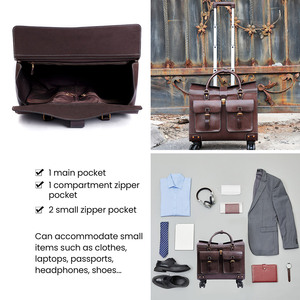 Bolsos de viaje de cuero genuino para hombre y mujer, conjunto de maletas de negocios, <span class=keywords><strong>ruedas</strong></span> de 19 pulgadas, bolsos de viaje para <span class=keywords><strong>piloto</strong></span> - Product Image 4