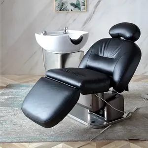 Foshan कारखाने गर्म बिक्री आधुनिक काले नई डिजाइन धोने बिजली के लिए बाल सैलून शैम्पू कुर्सी