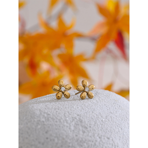JINYOU 5355, <span class=keywords><strong>Pendientes</strong></span> de Flor con Circonita Brillante, Chapados en Oro de 18K, Acero Inoxidable PVD, para Mujer, Joyería Diaria - Product Image 3