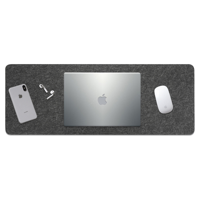 Non-Slip Large Felt Desk Mat 31 X 15.7 Inches Black Wool Desk Mouse Pad Desk Protector Pad for Gaming