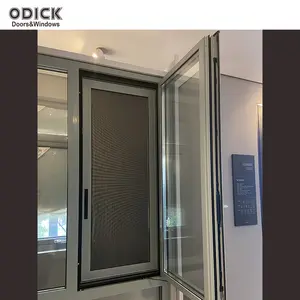 ODICK Fenêtre à double vitrage personnalisable de conception professionnelle de haute qualité à coupure thermique Fenêtres à battant en aluminium à battant gris