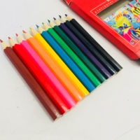 Promocionais crianças metade do tamanho 3.5 polegadas 12pcs mini madeira conjunto de lápis de cor em caixa de papel