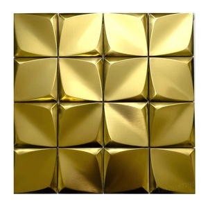 Mosaico <span class=keywords><strong>de</strong></span> Acero Inoxidable 3D con Efecto Cepillado, Patrón <span class=keywords><strong>de</strong></span> <span class=keywords><strong>Flores</strong></span> Mixtas, Azulejo Metálico - Product Image 3
