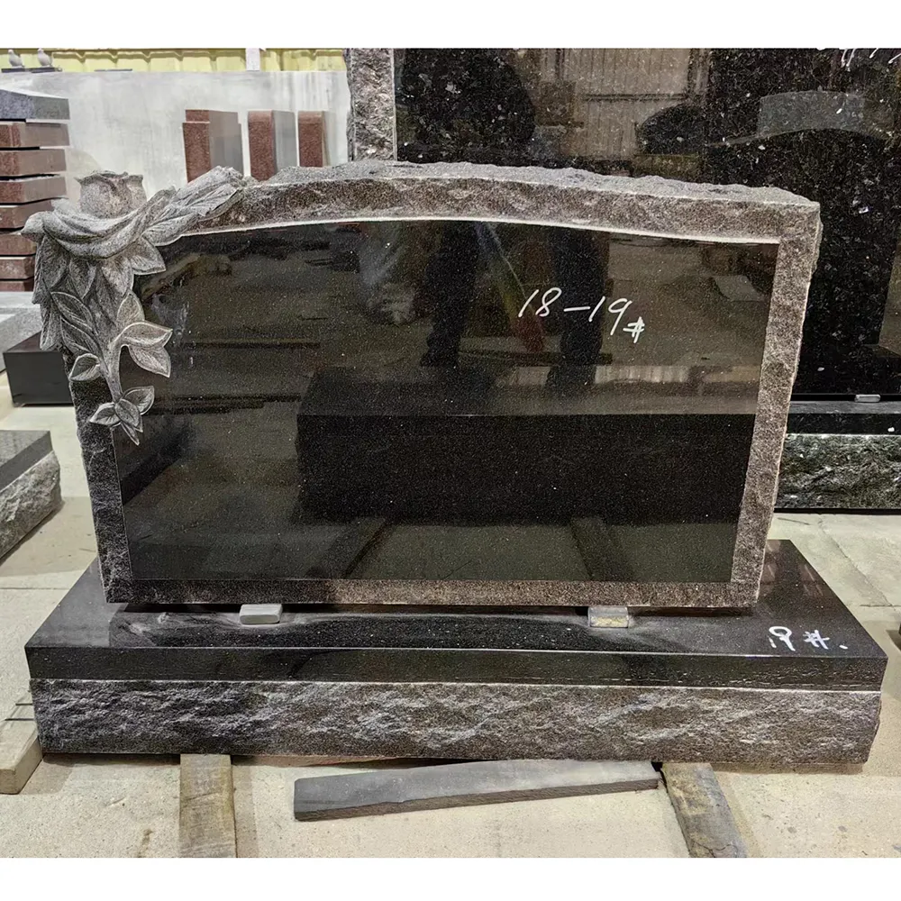 Croix de granit en marbre noir personnalisée pierre tombale pierre tombale noire monuments commémoratifs pierre tombale