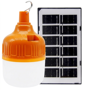 Ampoule LED 80W DC5V-6V USB solaire rechargeable d'urgence, orange, diamètre 95mm, batterie 1500mA, matériau PP, panneau solaire 2W inclus - Product Image 1
