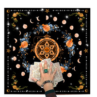 Tapis de table pour cartes de tarot, motif floral, forme carrée, antidérapant, protection contre l'usure, décoration de pièce, personnalisable, polyester, diatomite