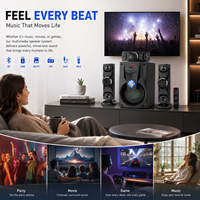 Sistem Speaker Surround Sound 3.1CH Pasokan Pabrik, Woofer Aktif 6.5 inci, 75W RMS, Pemutaran 6-in-1, Respon Bass 30Hz, 110-240V