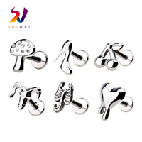 2025 gros mode cerise titane Labret hauts oreille lèvre goujon plaqué or Labret Piercing boucle d'oreille bijoux pour les mariages