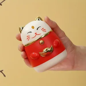 ที่ใส่ไม้จิ้มฟันแบบกด Fortune Cat ผลิตจากพลาสติกเป็นมิตรกับสิ่งแวดล้อม สำหรับห้องนั่งเล่น ดีไซน์สวยงาม สีสันสดใส กล่องไม้จิ้มฟันแบบป๊อปอัพอัตโนมัติ ลายการ์ตูน - Product Image 6