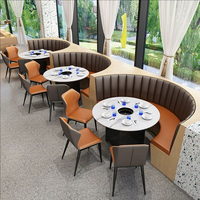 Meubles de restaurant commerciaux sur mesure, chaise de salle à manger avec pieds en métal, table avec plateau en pierre frittée, combo pour café, bistrot, restauration rapide occidentale