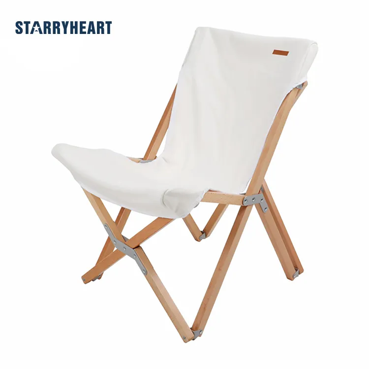 STARRYHEART 야외 캔버스 나무 접이식 캠핑 의자 나무 파티오 접이식 캠핑 의자