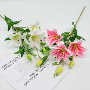 Flores Artificiales de Lirio Dongchen Crafts, 6 Cabezas, Arreglo en Jarrón de Seda, Rosa Blanco, para Decoración del Hogar y Bodas - Product Image 3