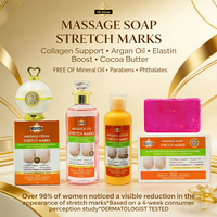 Coffret de massage bio pour femmes – Réduit l'apparence des vergetures – Collagène, huile d'argan, élastine, beurre de cacao – Raffermit la peau