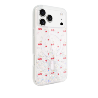 Funda para Teléfono 17Pro Max con Flores Secas y Purpurina, TPU+PC, Cubierta Suave con Soporte, Protección 360°, Antigolpes, Diseño Floral Bonito, DIY