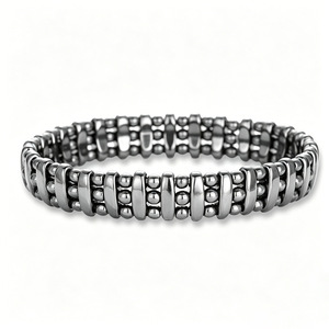 Pulseras Elásticas Ajustables de Hematita Negra Natural, Estilo Sofisticado y Elegante para Hombre, Regalo Ideal, Éxito de Ventas Transfronterizo - Product Image 4
