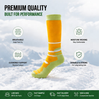 Chaussettes de ski personnalisées OEM haute performance, chaudes, respirantes, en nylon et coton, avec coussin pour le ski hivernal