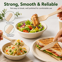 Lot de Couverts Jetables en Bois Certifiés FSC, Biodégradables et Écologiques (Cuillère, Fourchette, Couteau) – Vente en Gros, Approvisionnement Direct Usine