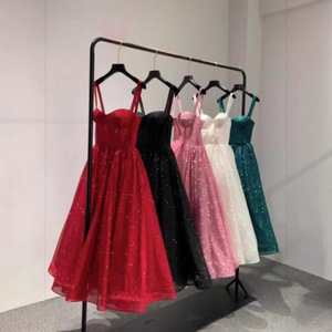 S2027F Nuovo Stile Abito da <span class=keywords><strong>Sera</strong></span> Senza Spalline Elegante Snellente in Chiffon Estivo con Paillettes <span class=keywords><strong>e</strong></span> Tulle, Vita Naturale, Traspirante per Feste - Product Image 2