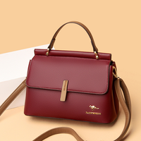 Tas Tangan Wanita Vintage dengan Pegangan Atas, Kulit PU, Tutup Lipat, Dua Tali, Tahan Air, Penutup Ritsleting, untuk Kerja dan Penggunaan Sehari-hari
