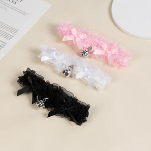 Doux nœud <span class=keywords><strong>dentelle</strong></span> <span class=keywords><strong>cuisse</strong></span> jarretière avec cloche à volants élastique jambe <span class=keywords><strong>bande</strong></span> <span class=keywords><strong>pour</strong></span> femmes Sexy Lingerie accessoire Halloween Roleplay fête - Product Image 2