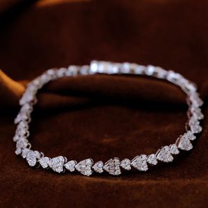 Xinfly 18K Pure <b>Gold</b> Tennis Bracelet 2.4ct Full Natural Diamond Heart Shape Elegant Diamond Bracelets & <b>Bangles</b> - Product Image 1