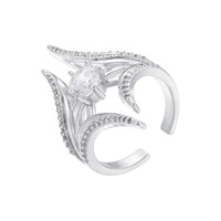 Bague en cuivre JINYUAN avec zircon coloré incrusté, motif ailes et feuilles, style INS personnalisé, forme marquise, ajustable, pour femme