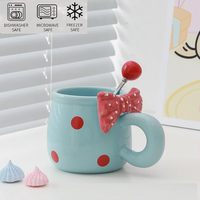 Tasses en porcelaine à pois charmantes avec nœuds, design moderne, compatibles lave-vaisselle et micro-ondes, décoration d'intérieur, mugs pour le thé et le café