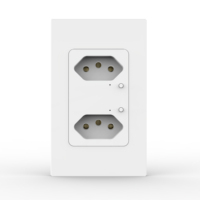 Prise intelligente WiFi Tuya, prise murale brésilienne, double interrupteur, double prise, 2 prises, 10A, blanc, minuterie, compte à rebours, contrôle par application domestique