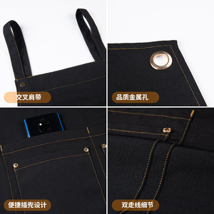 ผ้ากันเปื้อนผ้าแคนวาสแบบสายไขว้ ขนาดเดียว กันน้ำ สำหรับร้านขนมหวาน ร้านผลไม้ ชุดทำงาน - Product Image 3